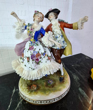 Antique German Volksteadt porcelain lace figurine, dancers, 9