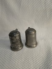 Vintage Colonial Pewter by Boardman Salt and Pepper Shakers Mini Tankard Mug Set picture