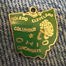 Ohio Souvenir Charm Vintage  Green Enamel 