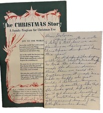Vintage Christmas Story Song Program Ephemera + Handwritten Family Letter PA picture
