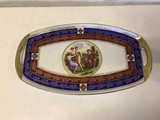 Ant. Royal Vienna Style Porcelain Tray Handled Vanity Platter Angelica Kauffman picture