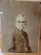 Antique 1890s Early Gelatin Silver Paper Photo Individual Beard Mustache Bow Tie picture
