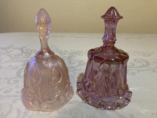 2 Pink Fenton Bells Opalescent Lily Of The Valley & Dusty Rose Whitton Bell EUC picture