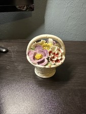 Vintage Porcelain Floral Basket Figurine  picture