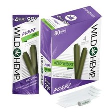 Wild H. Natural Wraps Rolling Papers 80 Total Wraps 20 Pouches / 4 Per (Purpz) picture