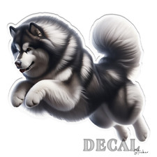 Alaskan Malamute Air Jumping Vinyl Decal Sticker Indoor Outdoor 4 Sizes picture