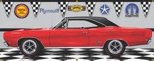 1968 PLYMOUTH GTX RED MOPAR CAR GARAGE SCENE BANNER SIGN ART MURAL picture
