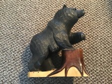 Rare Old9”Japanese Vintage Hand Carved Wooden Bear Shōwa-Ainu Hokkaido Style Art picture