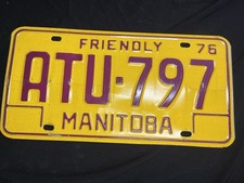 Vintage 1976 Manitoba License Plate ATU-797 Friendly 76 picture