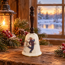 Gorham Norman Rockwell Gay Blades 1978 Ice Skating Fine China Wood Handle picture