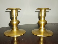 Vintage Pair Solid Brass Candlesticks Set Of Two Made In India picture