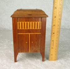 Wooden Victrola Shaped Music Box Not Working 6-5/8 inch Tall Vintage picture
