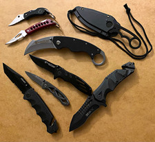 8 Knife Lot - 3 Smith & Wesson, Coast, Evatac, Karambit, Neck Knife, Folding picture