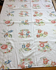 Startex 1950s Vintage Tablecloth Flower Motifs 47x53 picture