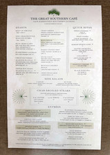 The Great Southern Cafe Menu Seaside Florida Jim Shirley 30A Restaurant Souvenir picture