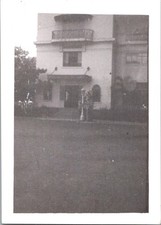 Historic Multi-Story Building Entrance, 1930s B&W Architectural Snapshot Photo picture