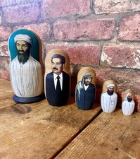 Very Rare Russian wooden Nest Of Nesting Dolls foreign leaders controversial  picture
