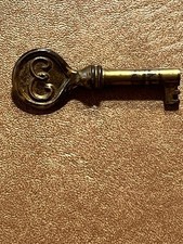VINTAGE OPEN BARREL BRASS PHONOGRAPH EDISON SKELETON E KEY MUSIC OLD ANTIQUE KEY picture