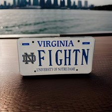 Exp Va Vanity Personalized License Plate Notre Dame FIGHT N Irish Bar Sign Tag picture