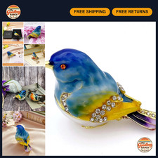 Blue Mountain Bird Hinged Jewelry Trinket Box - Perfect Gift for Collectors picture
