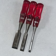 Vintage 3-Piece Fuller Red Handle Chisel Set - 1/4”, 1/2”, & 3/4” picture