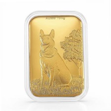 24K Golden Guardian German Shepherd Embossed Sheet 31x45.5mm 10mg picture
