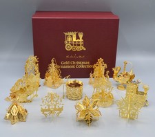 Vintage 1990 Danbury Mint Gold Christmas Ornament Collection W Box Set of 12 picture