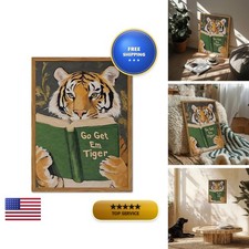 Julaydi Framed Funny Tiger Wall Art, Motivational Animal Reading Wall Decor picture