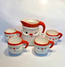 Vintage Napco Winking Santa Claus Pitcher & 4 Mugs MCM Japan Tom & Jerry RARE picture