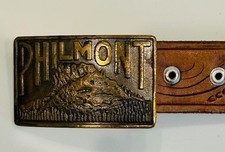 VTG BOY SCOUTS OF AMERICA PHILMONT SCOUT RANCH LEATHER BELT & BUCKLE SIZE 30 picture