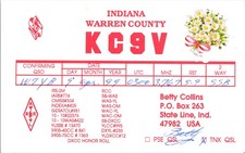 1999 KC9V State Line Indiana Warren County Ham Radio Amateur QSL Card Postcard picture