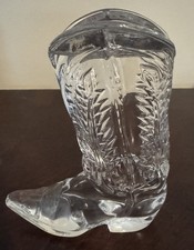 Vtg Ralph Lauren Lead Crystal Cowboy Boot Paperweight Western Decor 5