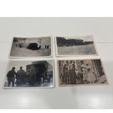 Vintage WWI Era Postcards Photos Lot 4pc 1918 Red Cross Canteen Military Trucks picture