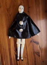Vintage Pierrot Sad Mime Clown Doll Black and White Harlequin Figurine Tear Drop picture