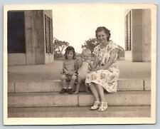 Old Photograph Found Photo Mom on Steps Vintage Black White picture