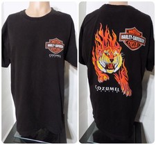 Harley Davidson Cozumel Mexico Flaming Tiger Vtg 90's T-Shirt (XL) Motorcycle picture