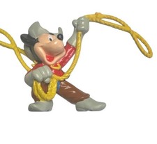 NEW Lot of 3 Vintage Disney Mickey Cowboy 2.25” PVC Figurine Cake Topper picture