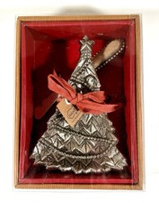 Mud Pie Metal Christmas Tree Serving Dish w/ Spreader Never Used picture
