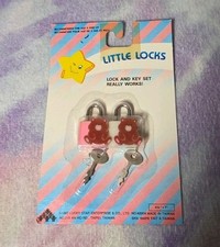 2 Vintage Teddy Bear Padlock With Keys.  New Deadstock. Taiwan. 1980s Lucky Star picture