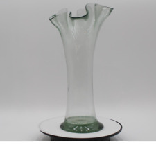Glass Vase with Green Tint Ruffled Edge  picture