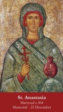 St. Anastasia LAMINATED Prayer Card, 5 Pack, Plus Two Free Bonus Cards picture