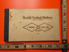 Vintage Avoid Verbal Orders Memo Pad Universal Office Form D1-3373 Carbon Paper picture