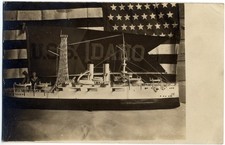 RPPC U.S.S. Idaho, Scale Model Battleship B-24, postmarked from same 1909 picture