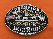 Vintage 2001 Buckle Bonanza Champion Sterling Rodeo Western Trophy Belt Buckle picture