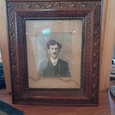 Antique 30x26 Heavy Carved Oak Picture Frame - Victorian/Eastlake Circa 1890 picture