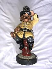 Vintage Artistic 1967 Statue 11” Fireman Sitting On Fire Hydrant Figure picture