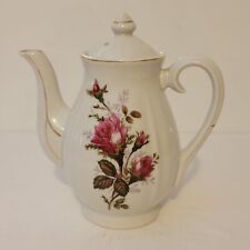 Moss Rose Porcelain Coffee Teapot Vintage With Gold Trim Shabby Chic 50’s Decor picture