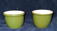 Set of 2 Vtg Hall China #351 1/2 Green Custard Cups Ramekins Oven Proof USA picture