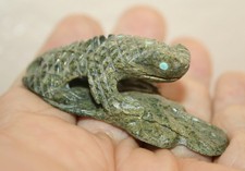 Jake Bellson Zuni Lizard Fetish – Serpentine w/ Turquoise Inlay – Signed picture