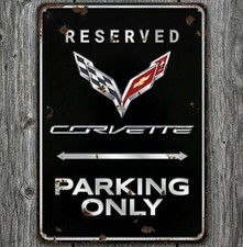 Reserved Corvette Parking Only 8 x 12 Vintage Novelty Metal Sign Made In USA New picture